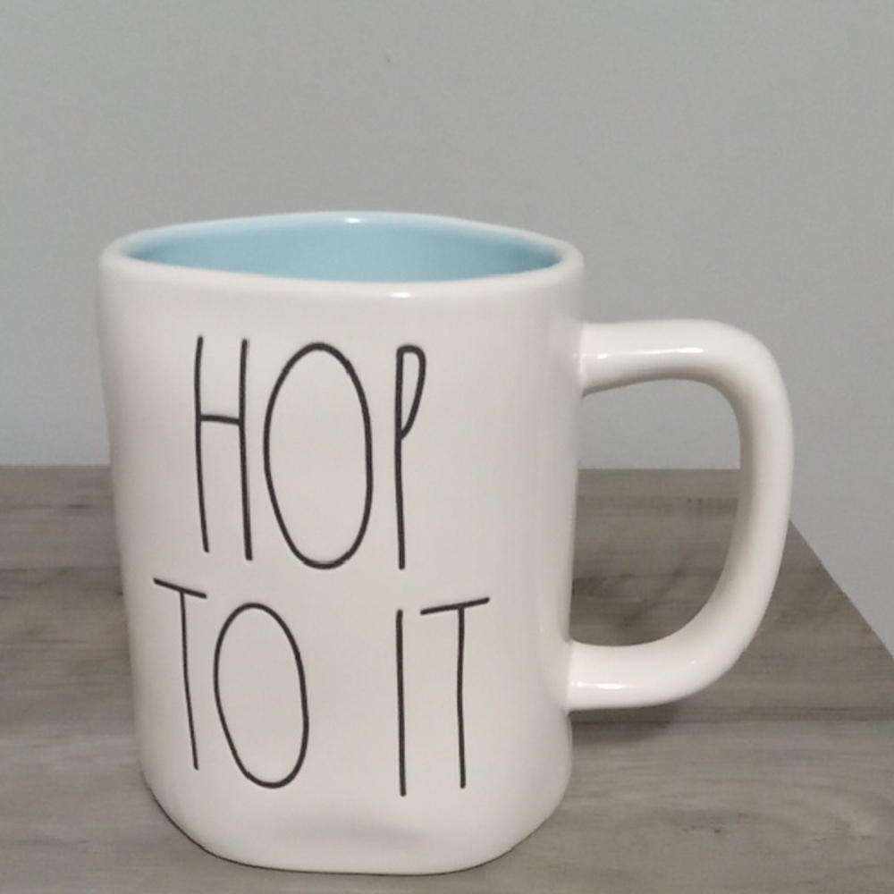Rae Dunn'Hop To It' Mug with Light Blue Interior